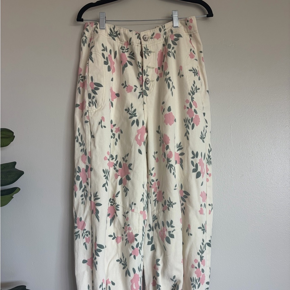 Floral Cream & Pink Women's Skirt